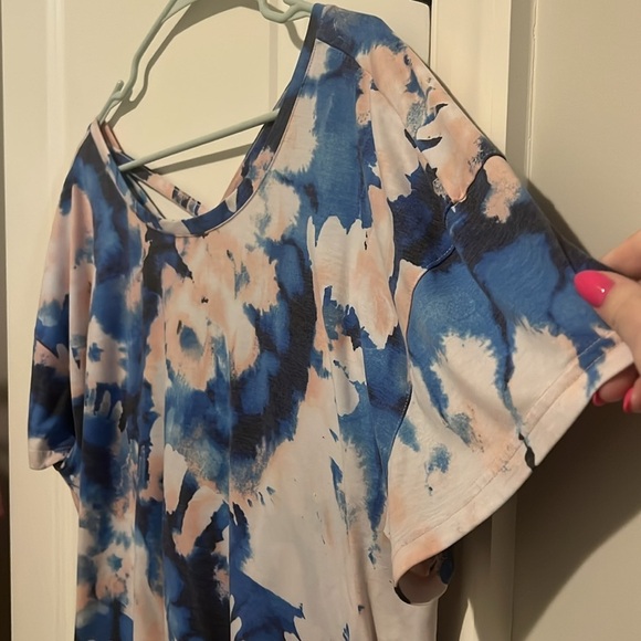 Tek Gear Blue & Pink Cross Back Workout shirt size XL gender reveal athleisure - Picture 4 of 6